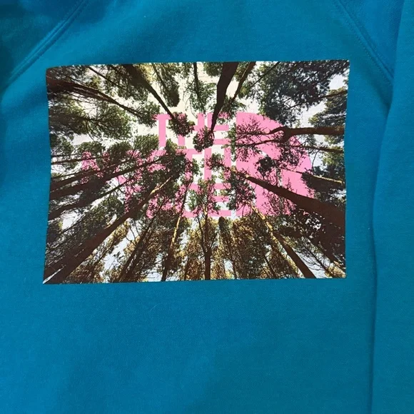 The North Face Crown Shyness Hoodie in Alkaline Blue with Pink Logo size L - Picture 4 of 4